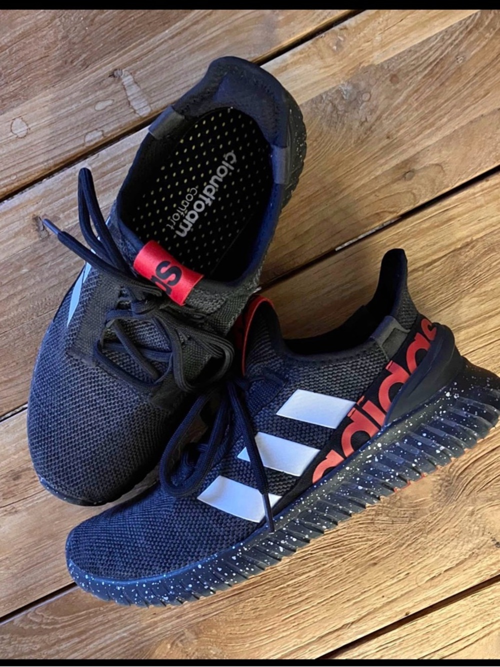 Adidas Black and Red Cloudfoam Running Shoes